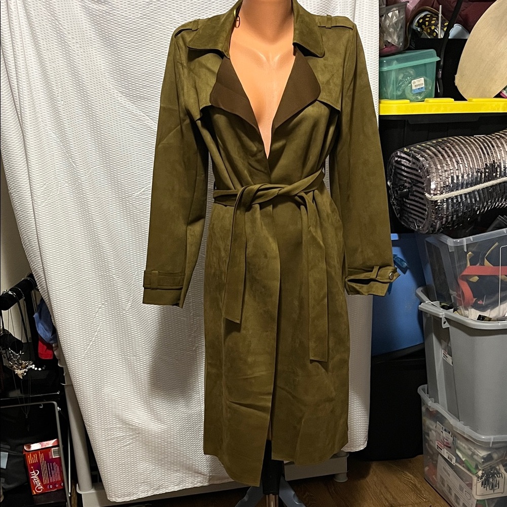 Elegant Olive Women's Trench Coat